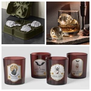 NEW Target Threshold 4-PackDrink Glasses, Skull & Snake Ice Mold Halloween Set